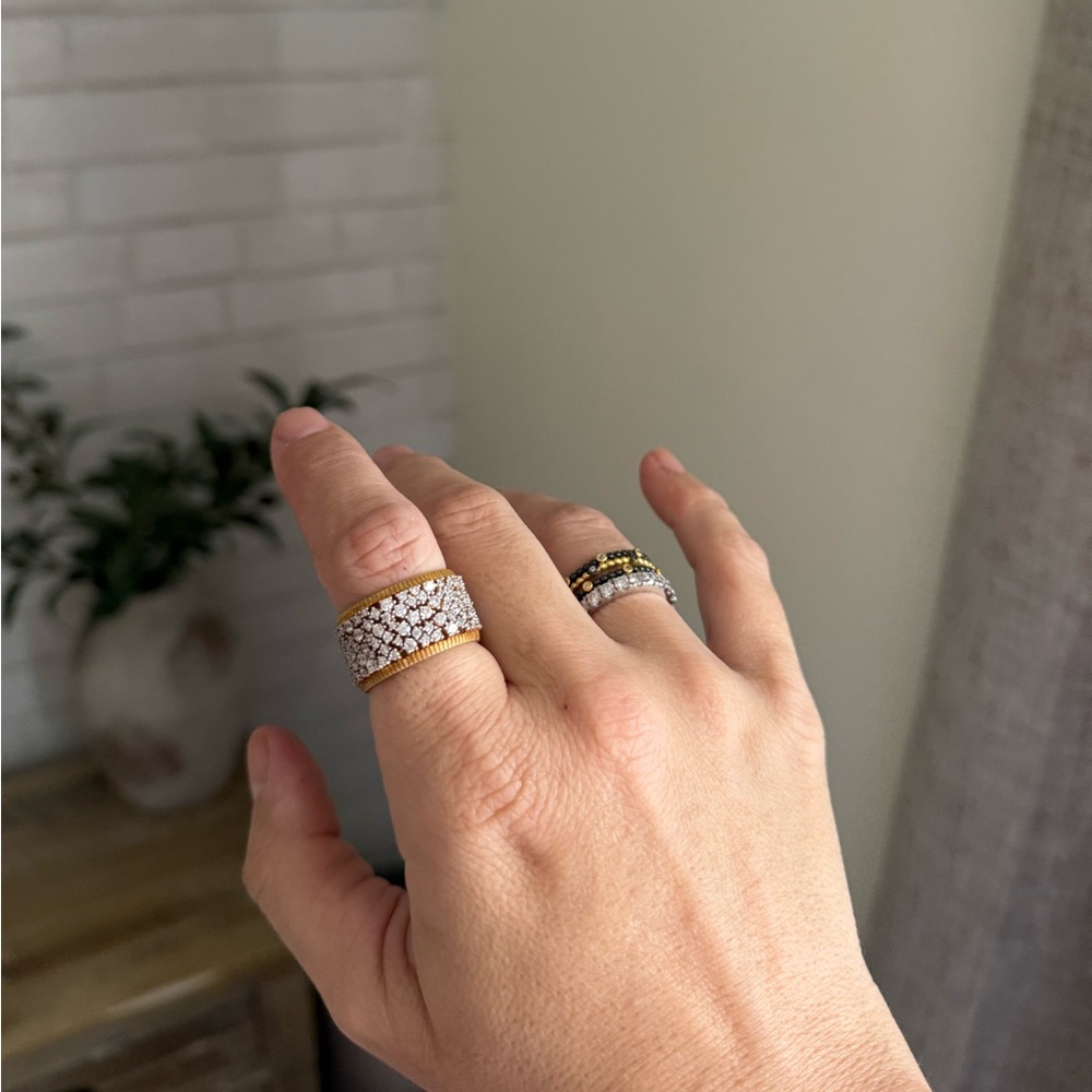 New Freida Rothman shining hope sterling silver Gold plated pave ring - Picture 9 of 10